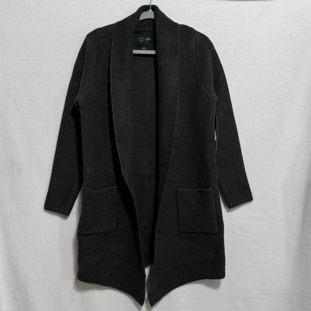 Women’s Sweater Cardigan XS Ash Gray Shawl Collar Pockets By RD Style NWT